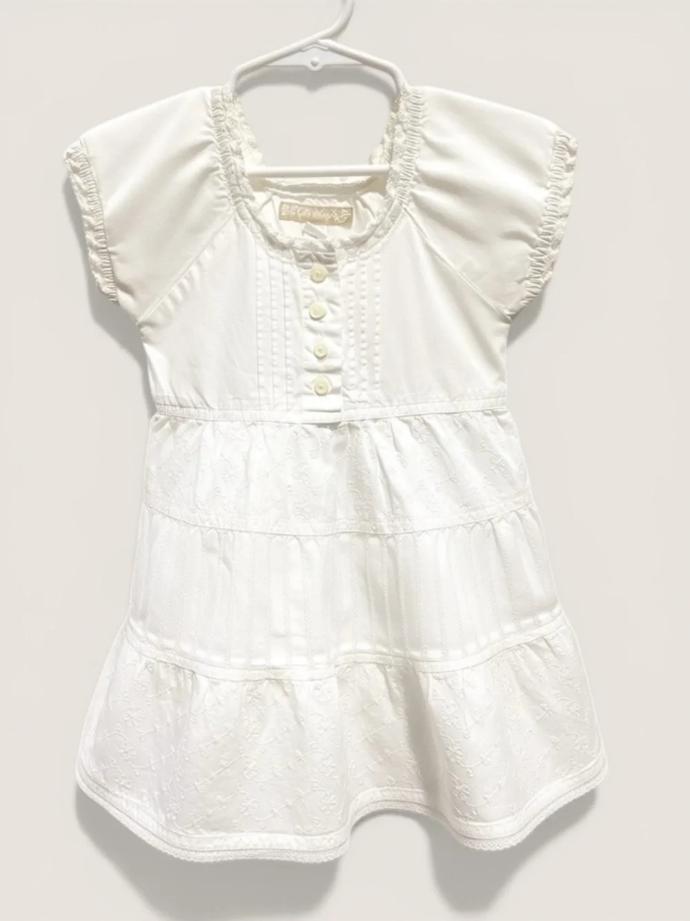 Vintage Old Navy White Tiered Eyelet Dress | Girls 18-24M